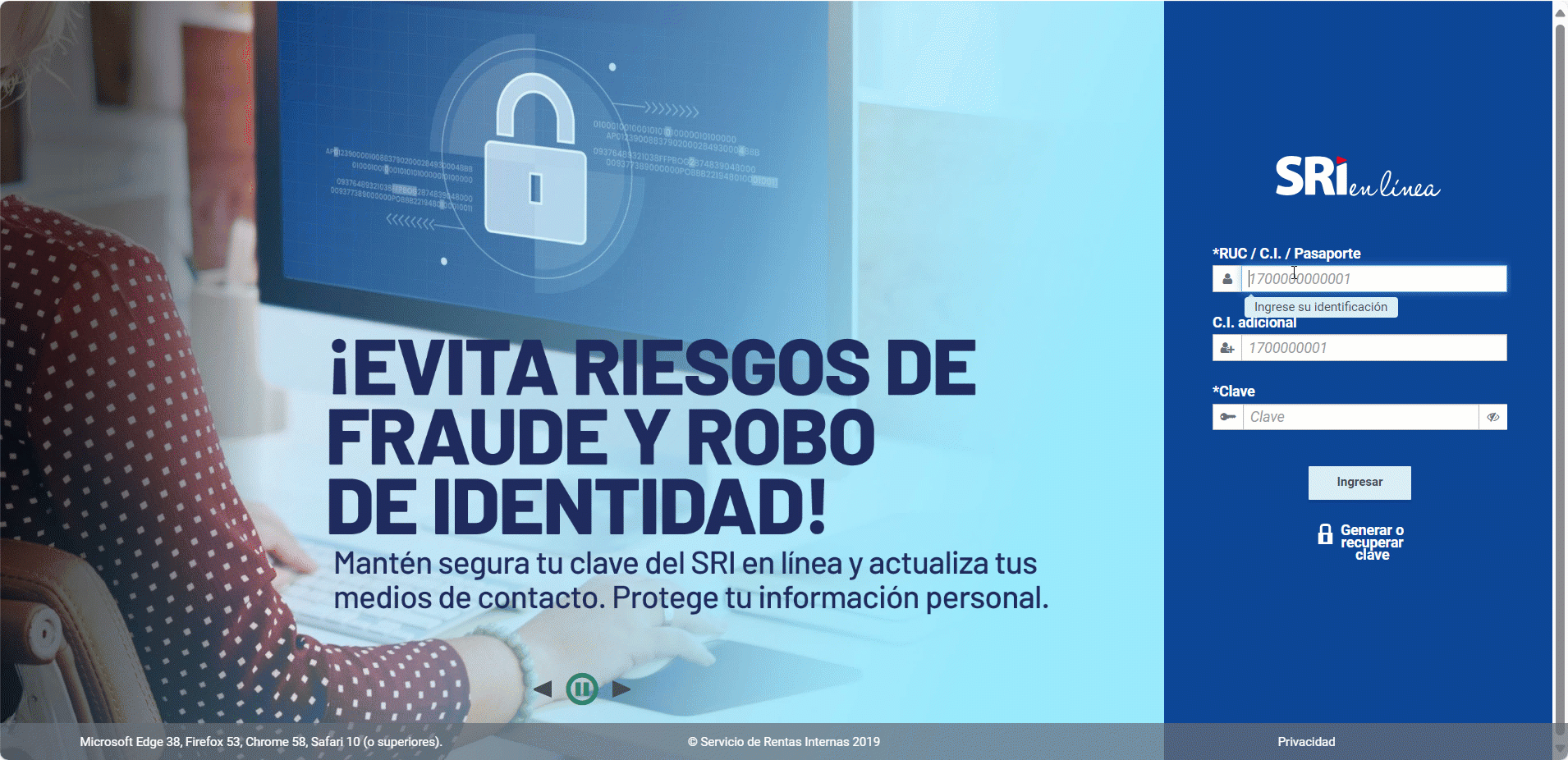 SRI en linea Acceso